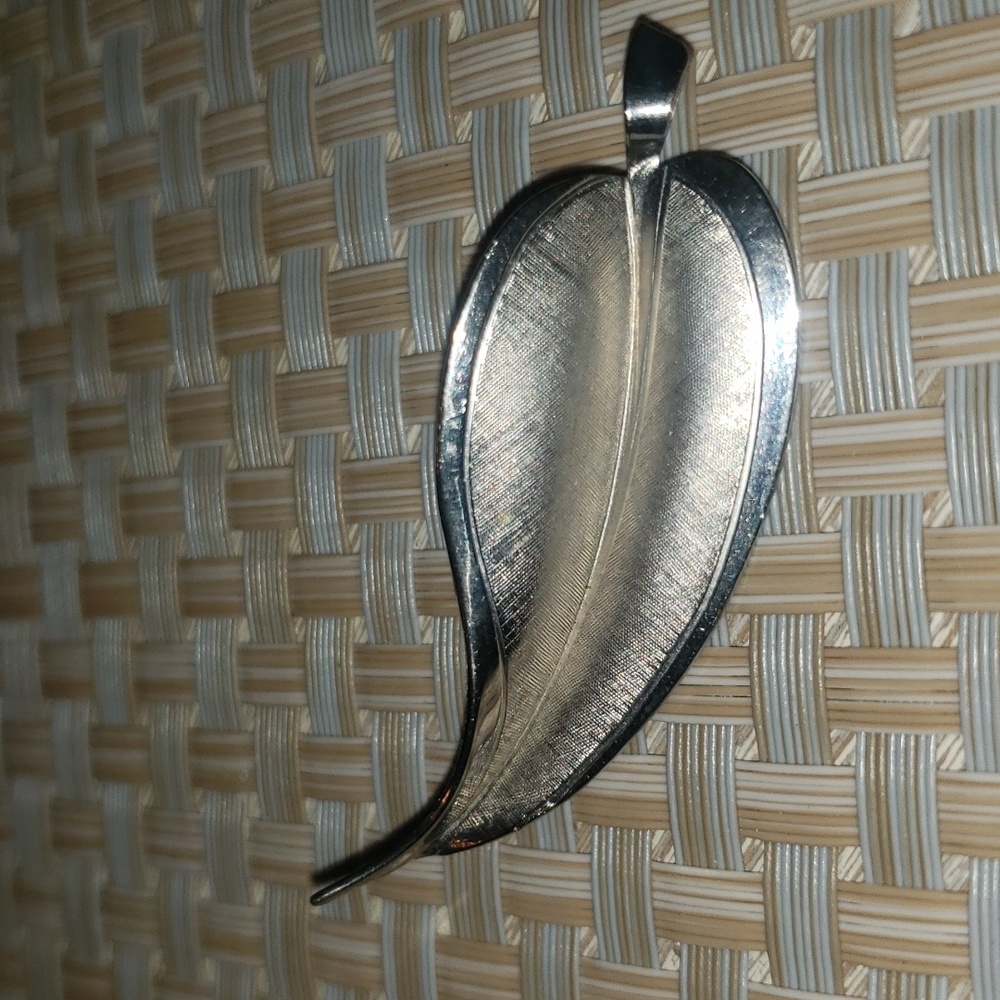 Vintage GIOVANNI Signed Silver Feather Brooch | Mid Century MCM Pin